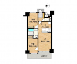 静岡市駿河区丸子新田、マンションの間取り画像です