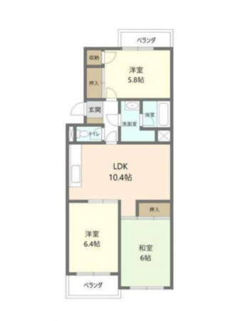 静岡市駿河区馬渕、マンションの間取り画像です