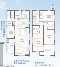 静岡市駿河区向敷地、新築一戸建ての間取り画像です
