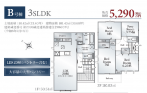 静岡市駿河区曲金、新築一戸建ての間取り画像です