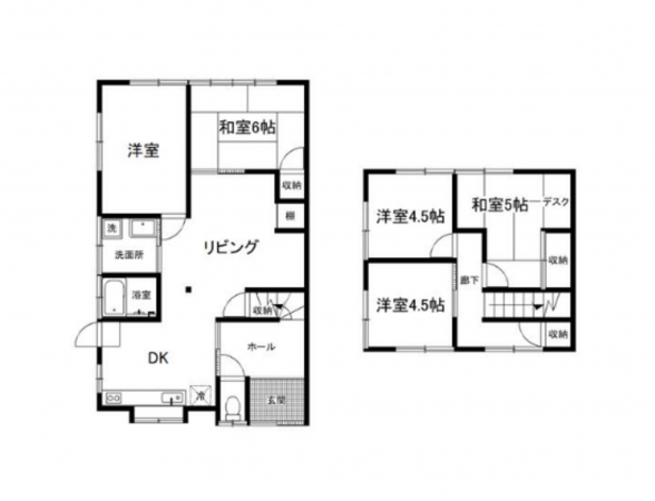 静岡市駿河区用宗、中古一戸建ての間取り画像です