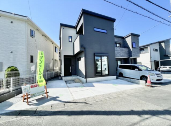 静岡市駿河区敷地、新築一戸建ての外観画像です