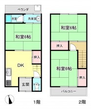 京都市伏見区深草鳥居崎町、中古一戸建ての間取り画像です