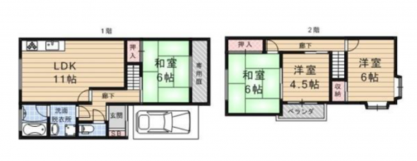 京都市伏見区深草瓦町、中古一戸建ての間取り画像です
