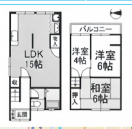 京都市伏見区竹田三ツ杭町、中古一戸建ての間取り画像です