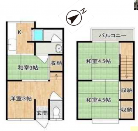 京都市伏見区石田大山町、中古一戸建ての間取り画像です