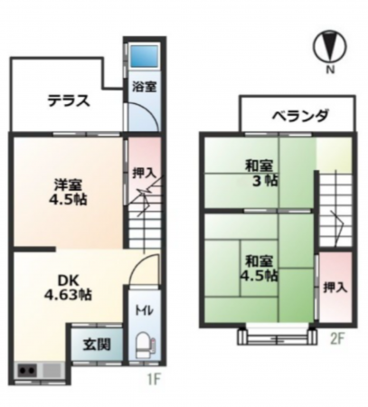 京都市伏見区石田大受町、中古一戸建ての間取り画像です