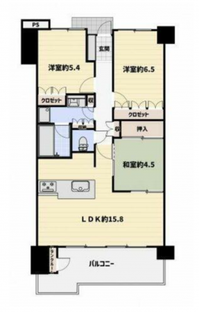 京都市伏見区横大路三栖木下屋敷町、マンションの間取り画像です