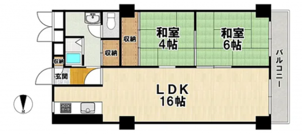京都市伏見区深草西浦町、マンションの間取り画像です