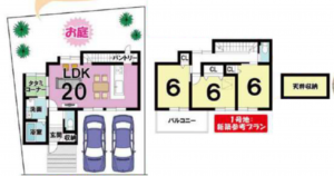 京都市伏見区桃山町丹下、土地の建築プラン例画像です