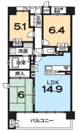 京都市伏見区桃山町鍋島、マンションの間取り画像です