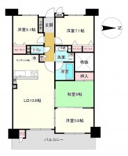 京都市伏見区竹田七瀬川町、マンションの間取り画像です