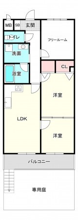 京都市伏見区竹田三ツ杭町、マンションの間取り画像です