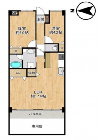 京都市伏見区東浜南町、マンションの間取り画像です