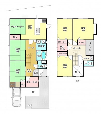 京都市伏見区桃山町遠山、中古一戸建ての間取り画像です