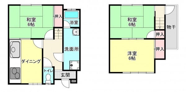 京都市伏見区深草下川原町、中古一戸建ての間取り画像です