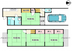 京都市伏見区醍醐切レ戸町、中古一戸建ての間取り画像です