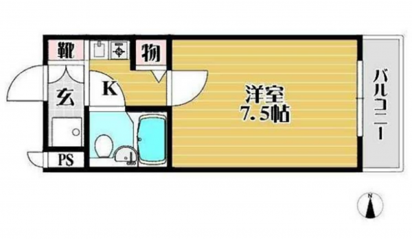 京都市伏見区深草泓ノ壺町、マンションの間取り画像です