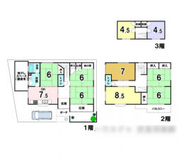 京都市伏見区淀樋爪町、中古一戸建ての間取り画像です