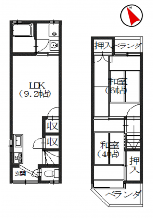 京都市伏見区石田大山町、中古一戸建ての間取り画像です