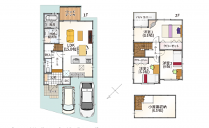 京都市伏見区羽束師古川町、新築一戸建ての間取り画像です