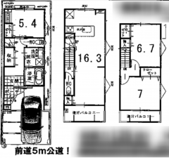 京都市伏見区醍醐御園尾町、中古一戸建ての間取り画像です