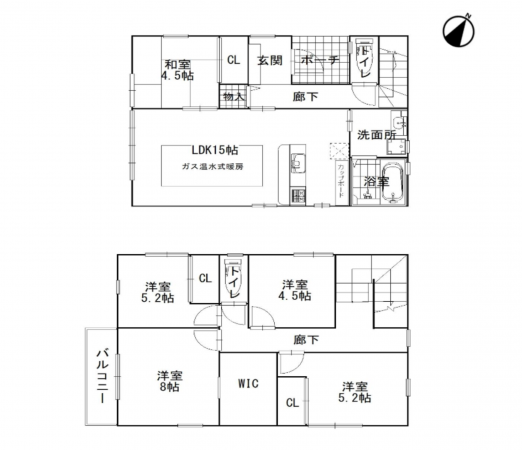 京都市伏見区淀下津町、中古一戸建ての間取り画像です