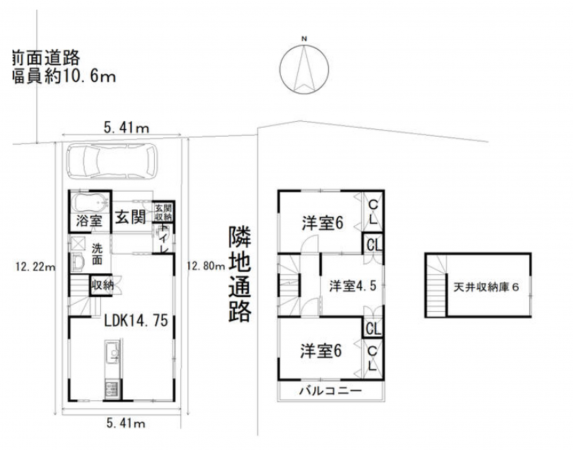 京都市伏見区石田大受町、新築一戸建ての間取り画像です