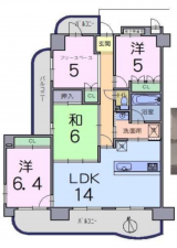 京都市伏見区淀木津町、マンションの間取り画像です