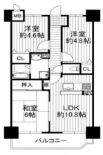 京都市伏見区淀美豆町、マンションの間取り画像です