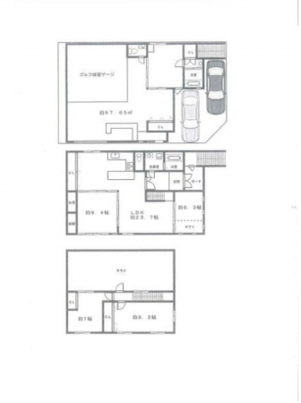 京都市伏見区醍醐高畑町、収益物件/店舗付住宅の間取り画像です