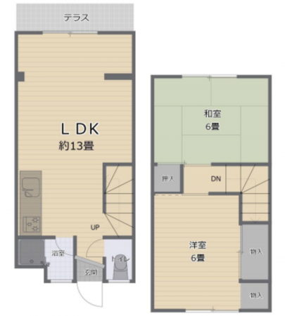 京都市伏見区納所北城堀、マンションの間取り画像です