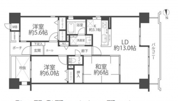 京都市伏見区中島河原田町、マンションの間取り画像です