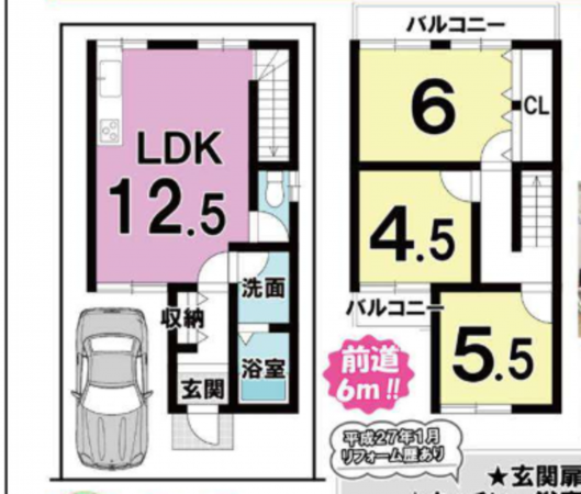 京都市伏見区向島津田町、中古一戸建ての間取り画像です