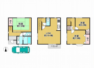 京都市伏見区新町、中古一戸建ての間取り画像です