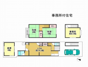 京都市伏見区淀際目町、中古一戸建ての間取り画像です