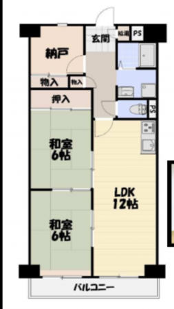 京都市伏見区横大路天王前、マンションの間取り画像です