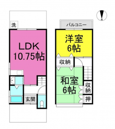 京都市伏見区醍醐外山街道町、中古一戸建ての間取り画像です