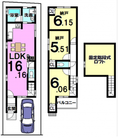 京都市伏見区桃山町丹後、中古一戸建ての間取り画像です