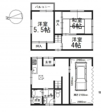 京都市伏見区小栗栖中山田町、中古一戸建ての間取り画像です