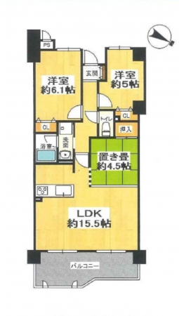 京都市伏見区桃山町松平筑前、マンションの間取り画像です