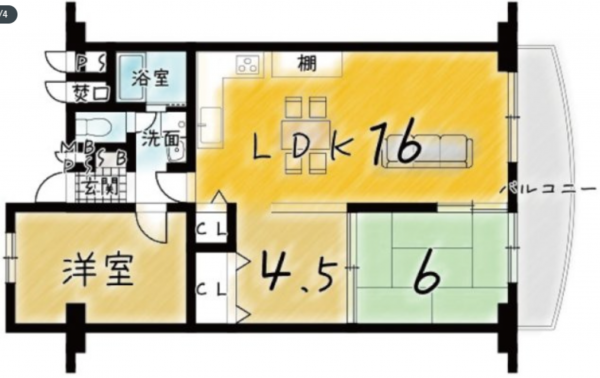 京都市伏見区深草出羽屋敷町、マンションの間取り画像です