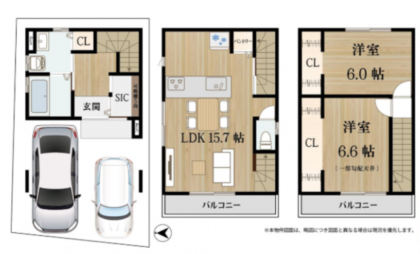 京都市伏見区羽束師鴨川町、新築一戸建ての間取り画像です