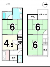 京都市伏見区羽束師志水町、中古一戸建ての間取り画像です