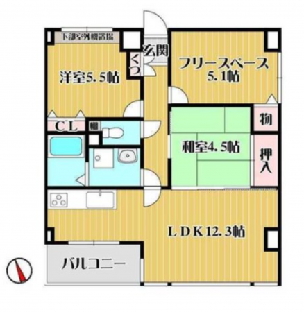 京都市伏見区小栗栖石川町、マンションの間取り画像です