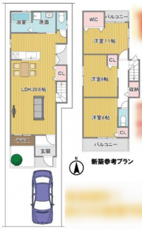 京都市南区八条内田町、土地の間取り画像です