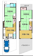 京都市南区久世大薮町、中古一戸建ての間取り画像です