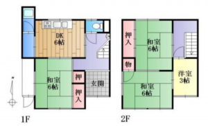 京都市南区東九条明田町、中古一戸建ての間取り画像です