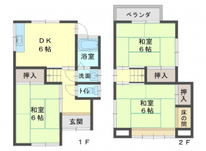 京都市南区久世築山町、中古一戸建ての間取り画像です