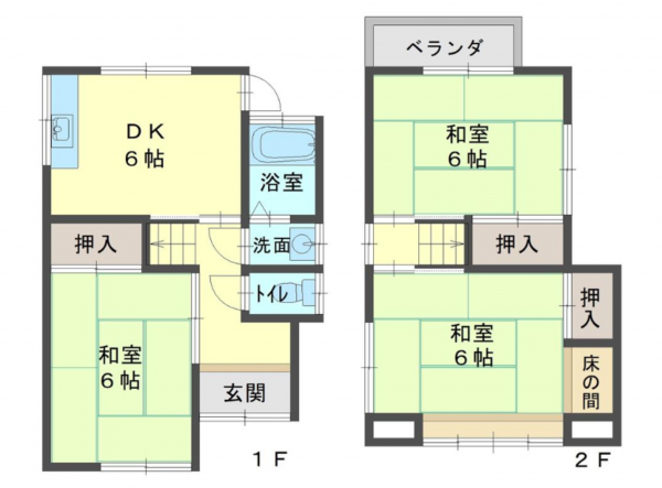 京都市南区久世築山町、中古一戸建ての間取り画像です